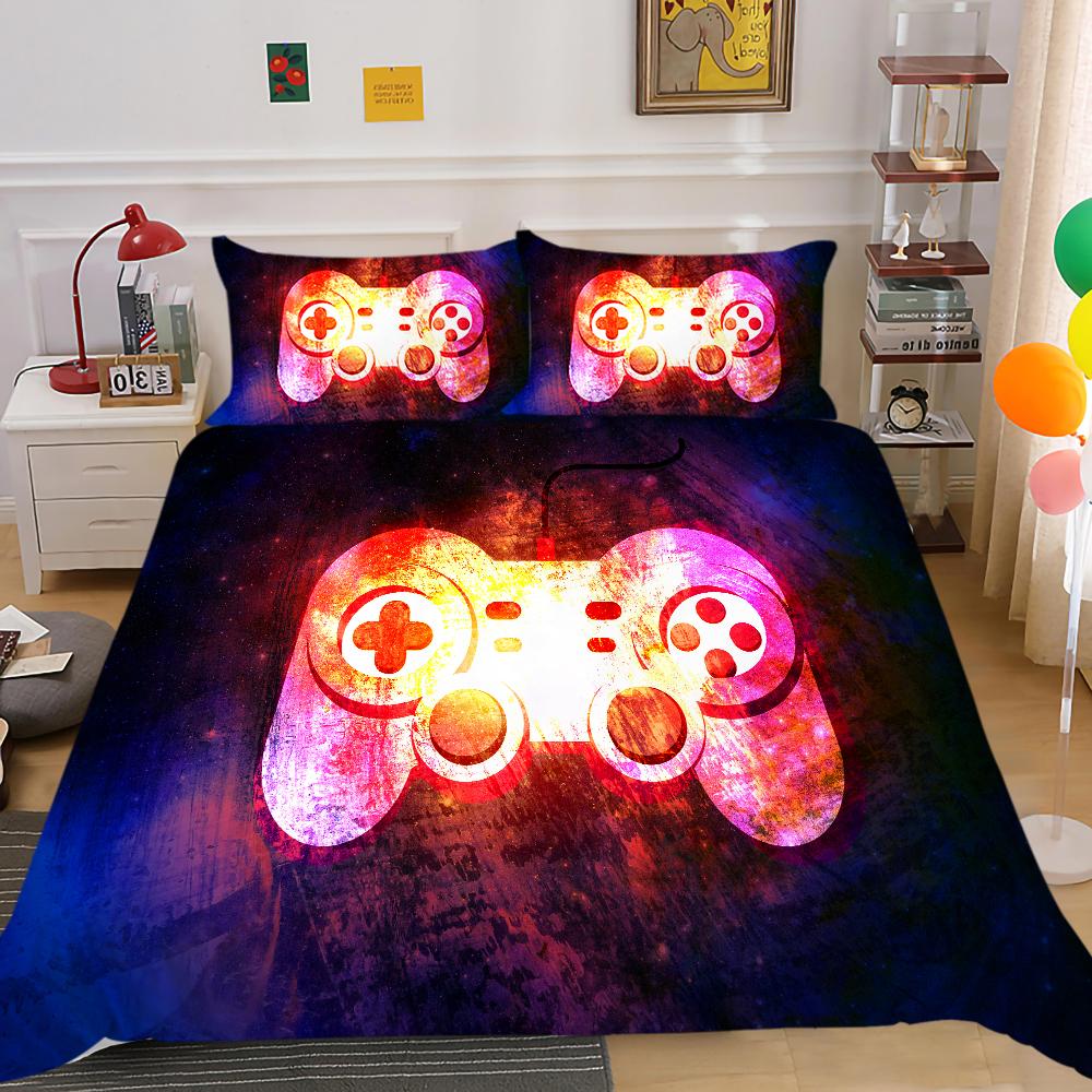 3D Player Bedding Full-size Game Machine Pattern Bedspread Set Is Suitable for Home Decoration of Boys and Men's Game Lovers' Room