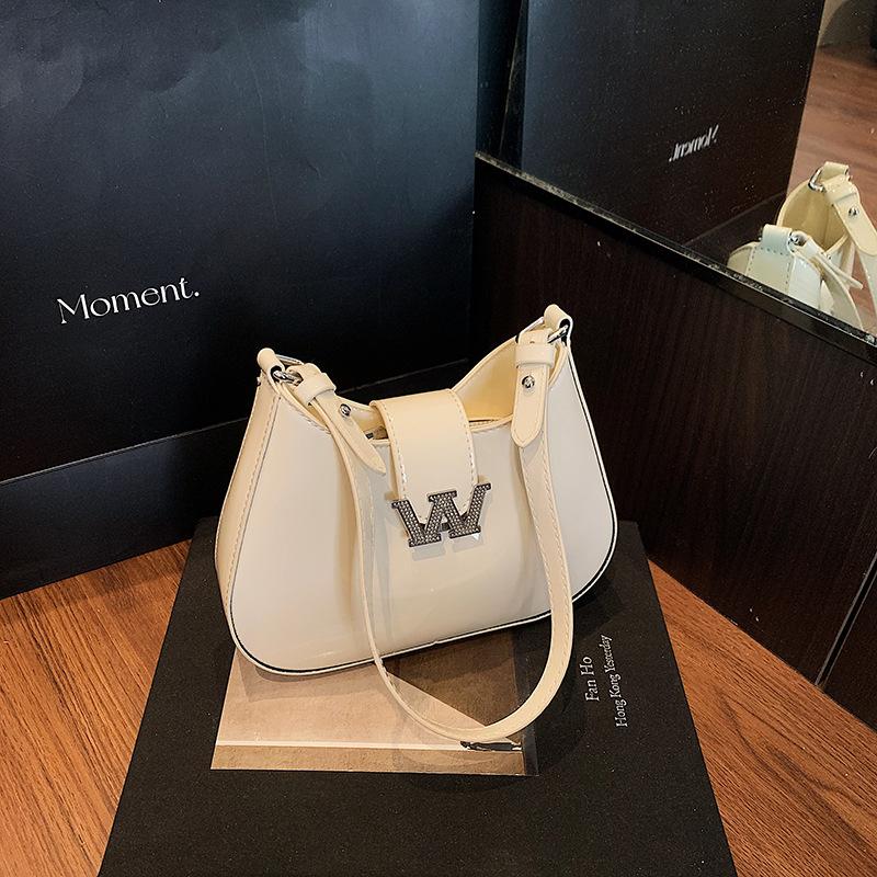 New fashion niche popular patent leather W armpit bag portable shoulder messenger women's bag