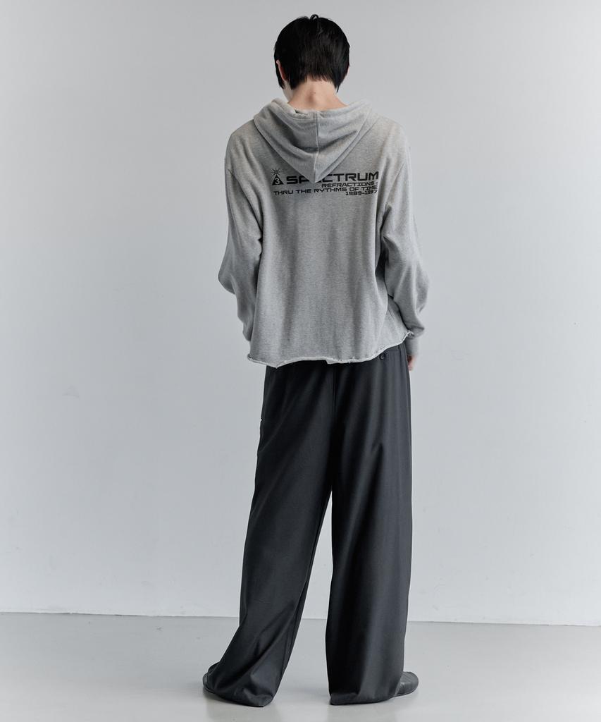 Kiryu Cut Off Hoddie Zip Up_Melange Gray