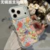 Three-dimensional flower large window mobile phone case for iPhone17ProMax Apple 16 mirror bracket protective case 13
