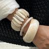 DIEZI Multilayer Exaggerated Beige Resin Acrylic Wide Bangles Hip Hop Geometric Bracelet Bangles For Women Men New Gift Jewelry