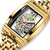 UTHAI L44 Men's Watch Fashion Hollow Carved Large Dial Barrel Waterproof Clock Steel Band Male's Business Quartz Watches