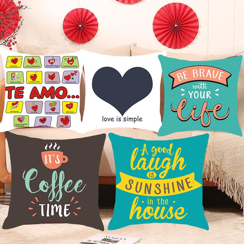 INS Style Faux Soft Throw Pillow Cover - Letter Print Home Decor for Sofa & Living Room
