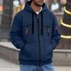 Men's Casual Athletic Jacket with Hood and Zipper, Multi-Pockets, Long Sleeve, for Fall