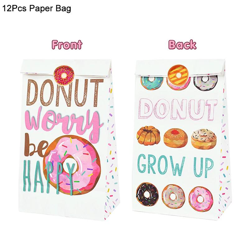 Donut Party Disposable Tableware Set Paper Plate Cup Tablecloth Kids Girls 1st Birthday Party Decoration Supplies Baby Shower