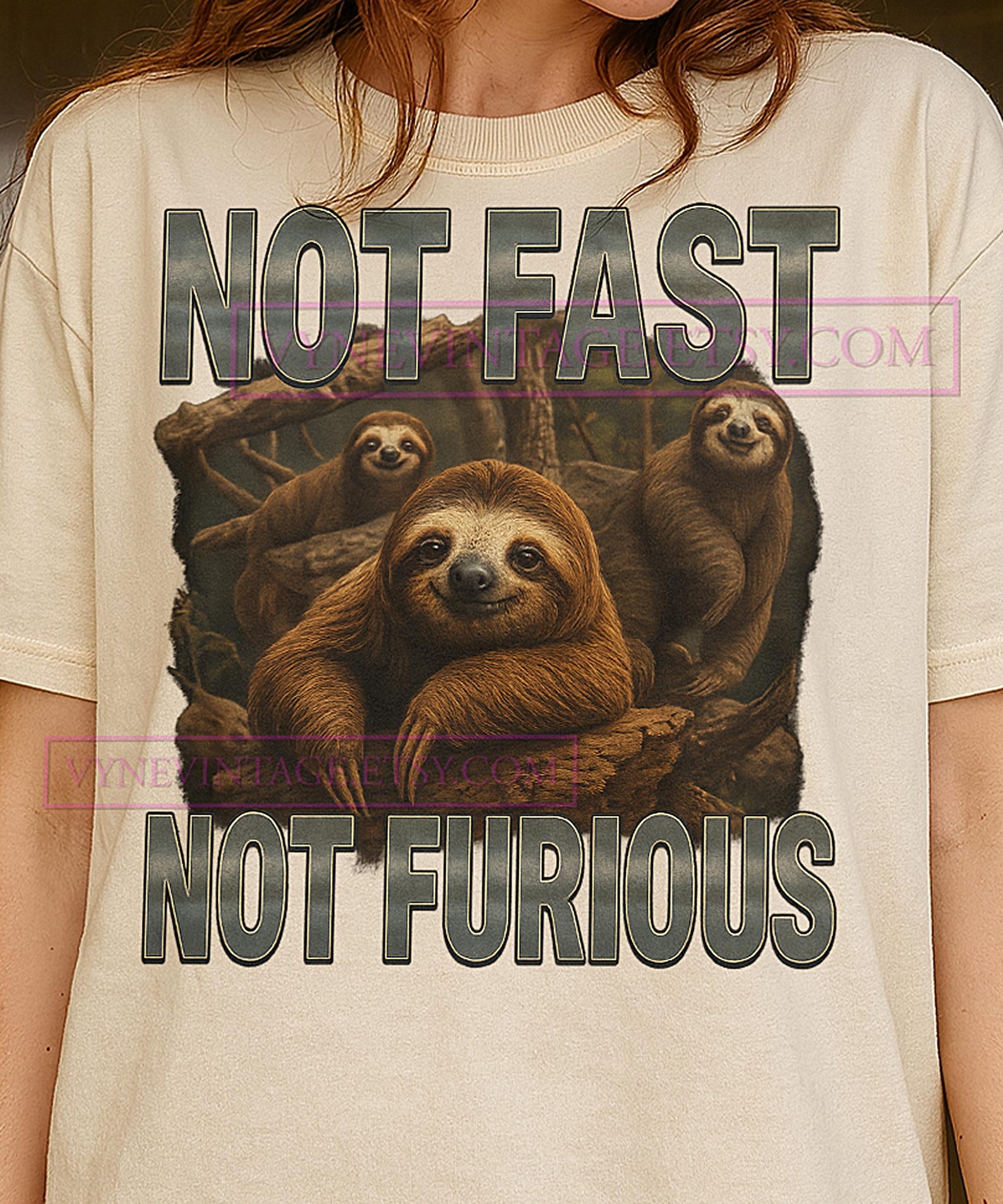 Not Fast Not Furious T-Shirt, Sloth Lover Graphic Tee, Humorous Quote Shirt, Quirky Sloth Gift, Funny Animal Tee 4XL