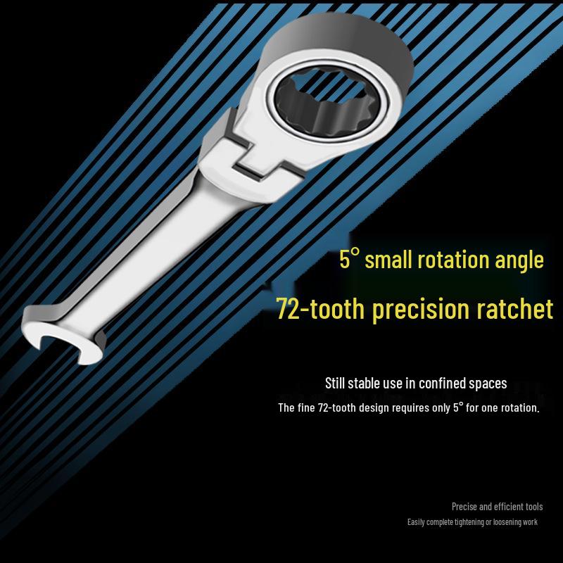Adjustable Double-End Ratchet Wrench - Steel Straight Head for Auto Repair