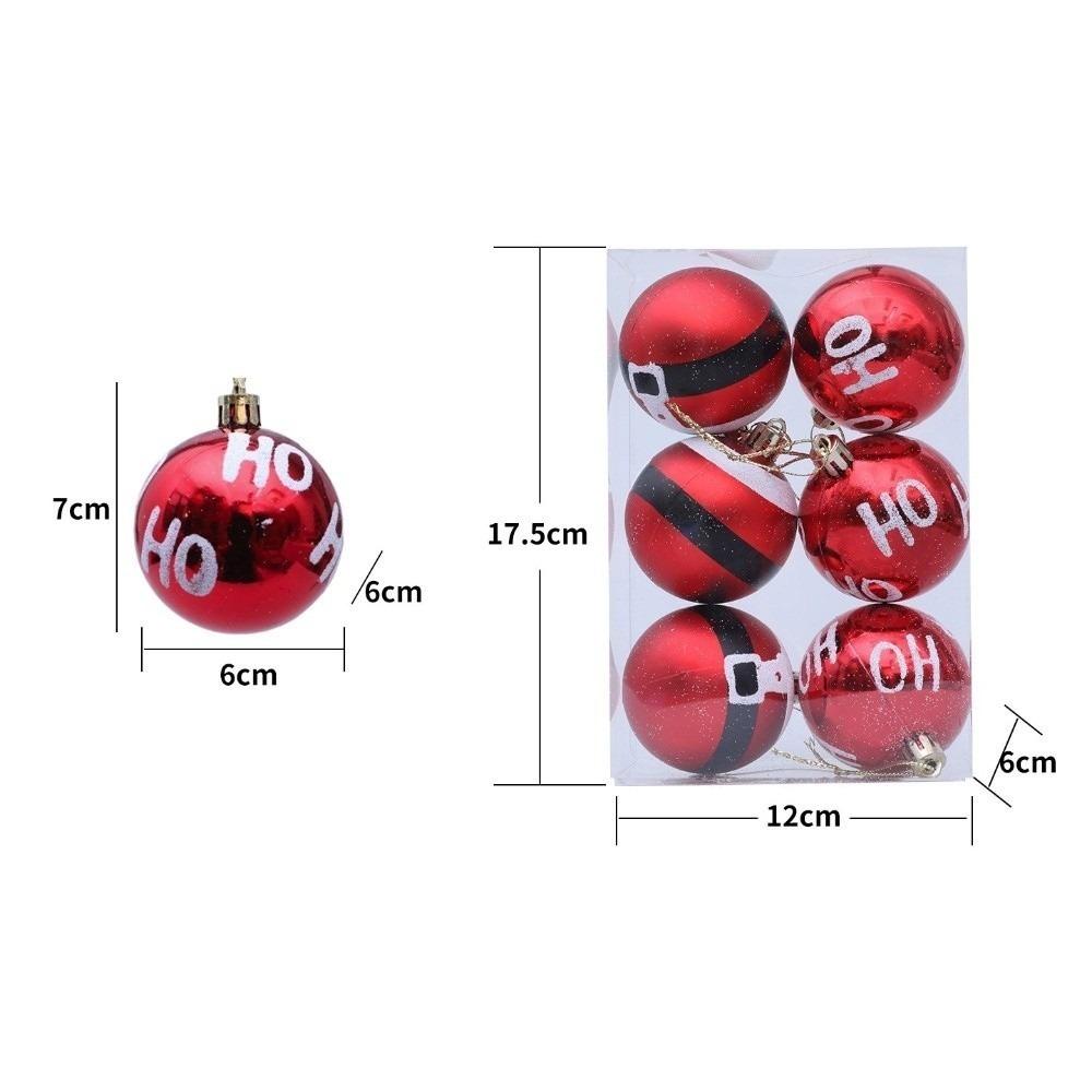 6PCS New Plastics Christmas Ball Pendant 6cm Electroplated Xmas Tree Charm DIY Xmas Tree Ornament Merry Christmas