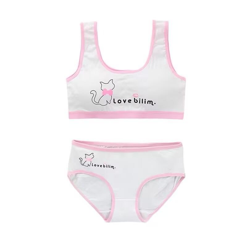 Girls Bra Cotton Underwear For Teenager Training Bra Set for Student Puberty Vest Bras 8-14Years
