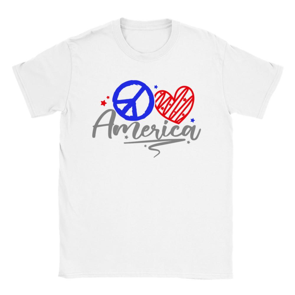 Peace Love America - Independence Day - 4th of July Unisex T-Shirt S