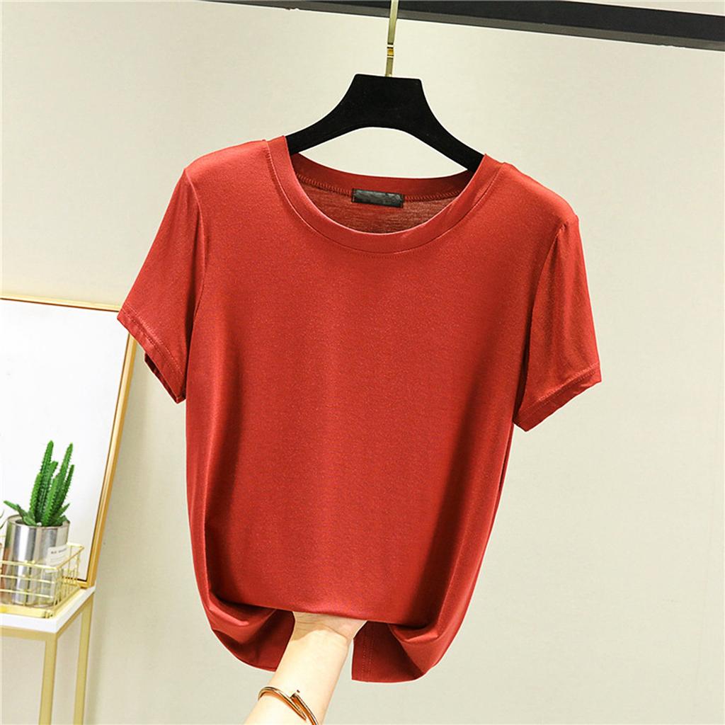 Round Neck Short Sleeved T-shirt For Women's Summer Thin Worn As A Base And Half Sleeved Top Inside
