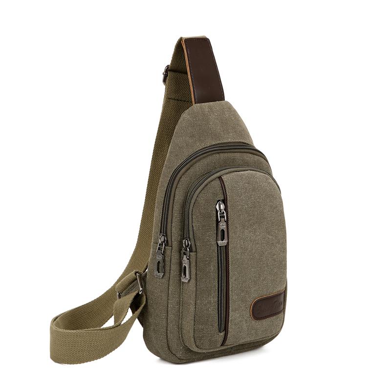 Men's Korean-Style Canvas Crossbody Chest Bag - Trendy Casual Small Shoulder Backpack