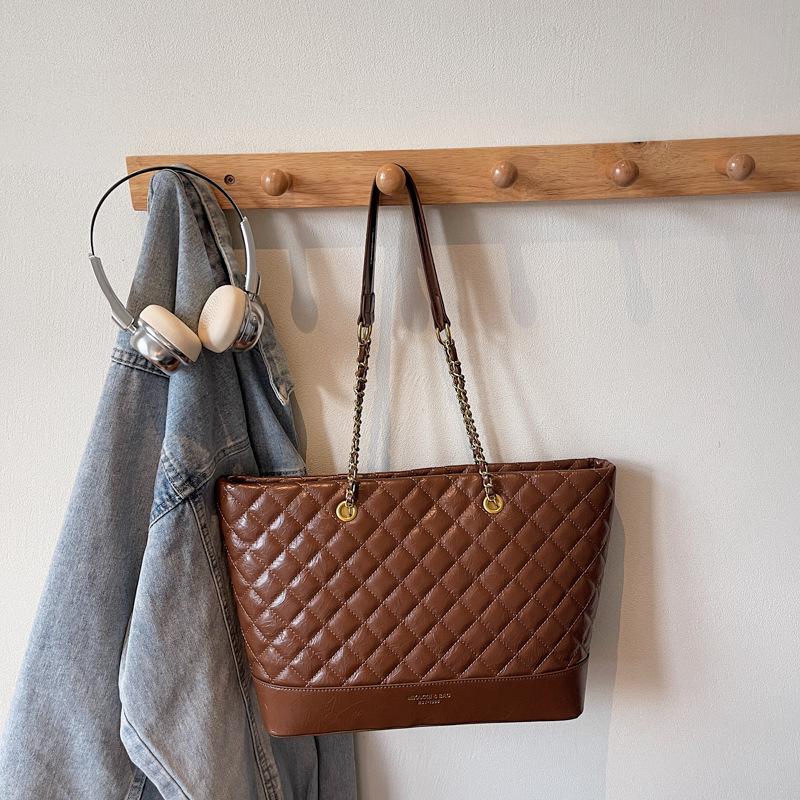 Sac grande capacité, Sac à bandoulière rétro, Sac fourre-tout de ville à chaîne en forme de losange