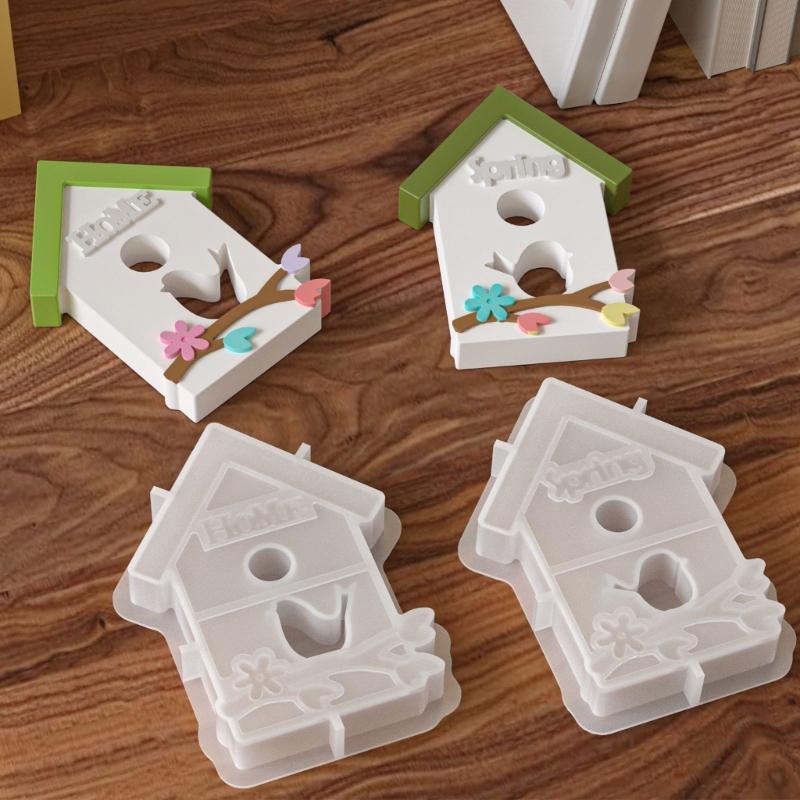 Easter Bird House Candle Silicone Molds Heat Resistant for Resin Casting Making Candle Soap Home Decoration Holiday Gift