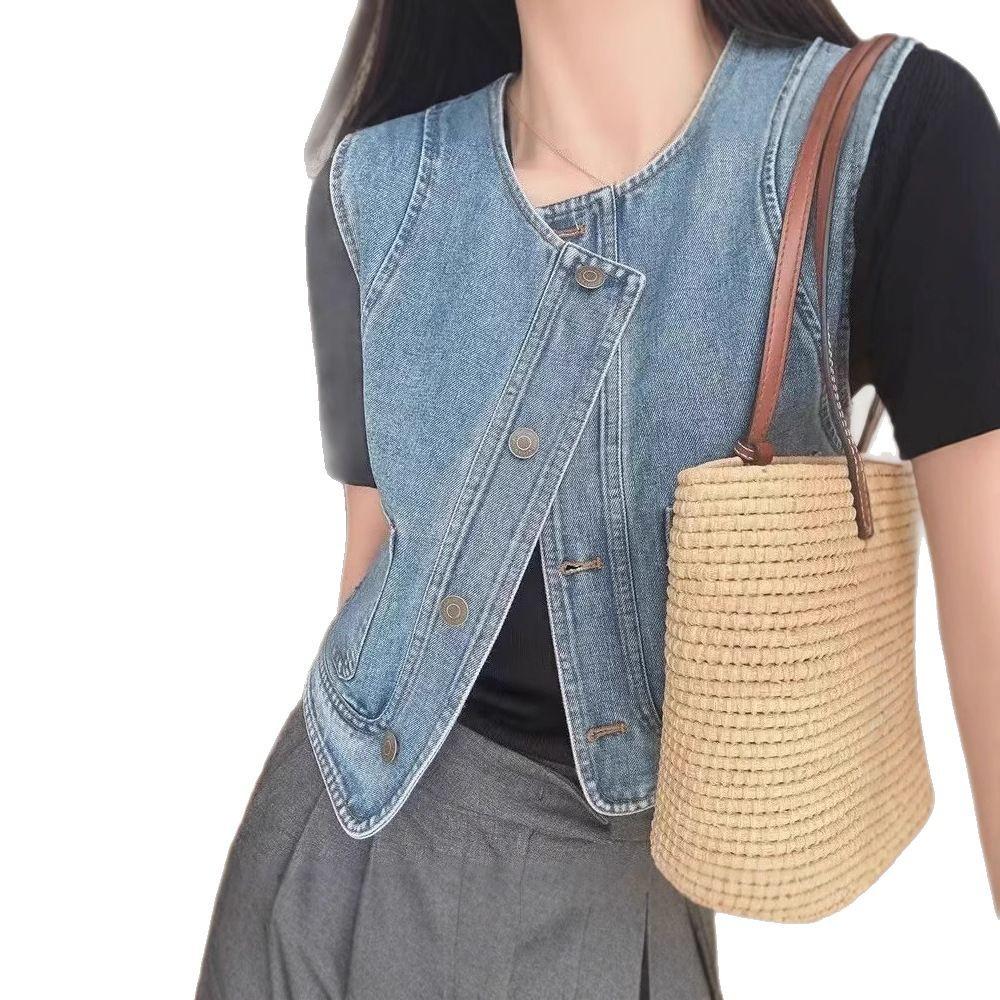Cowboy Vest for Spring and Summer Loose Fitting Short Sleeveless Casual Vest for Autumn