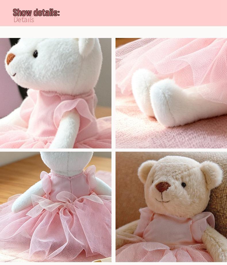 Charming Ballet Tutu Rabbit & Bear Plush Companion Doll for Girls' Sleep Comfort