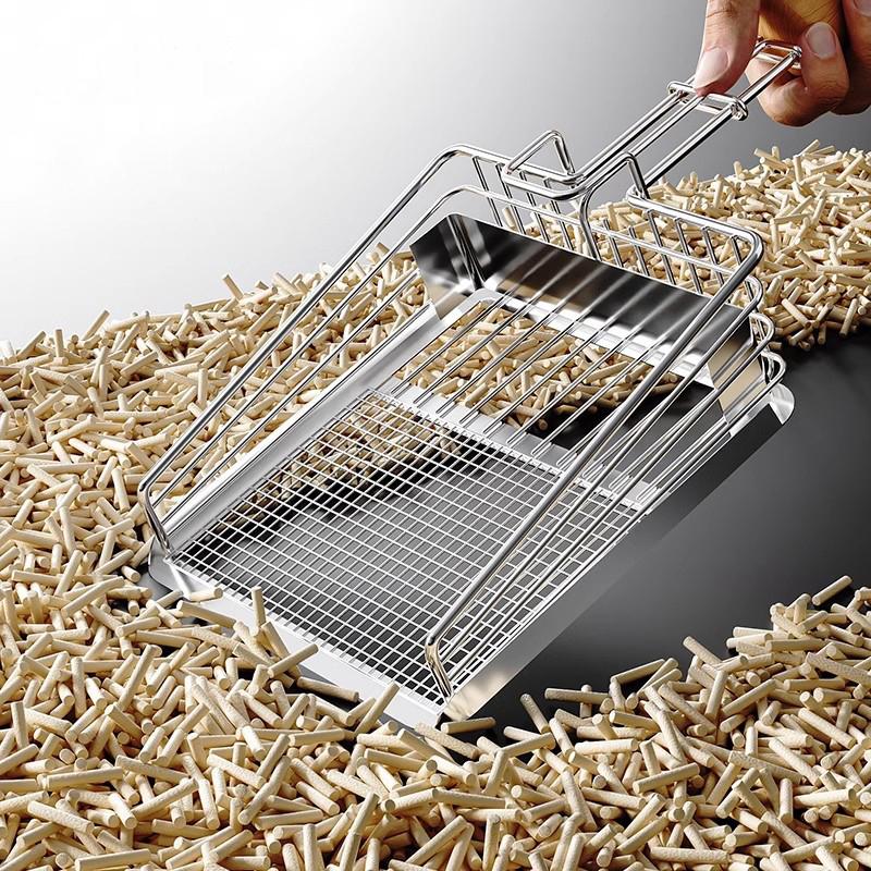 Cat Litter Shovel Stainless Steel Wooden Handle Easy To Rust Washable Kitten Litter Scoop Cats Toilet Cleaning Shovel Tool