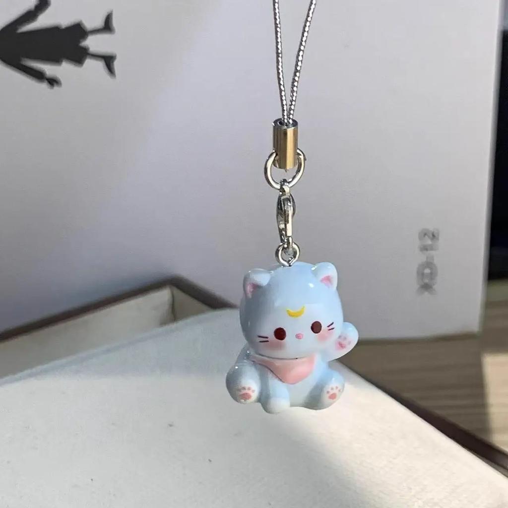3pcs Fashion New Cartoon Small Cat Cute Keychain Phone Chain Resin Keyring Bag Pendant Couple Key Chains Gifts Women for Jewelry