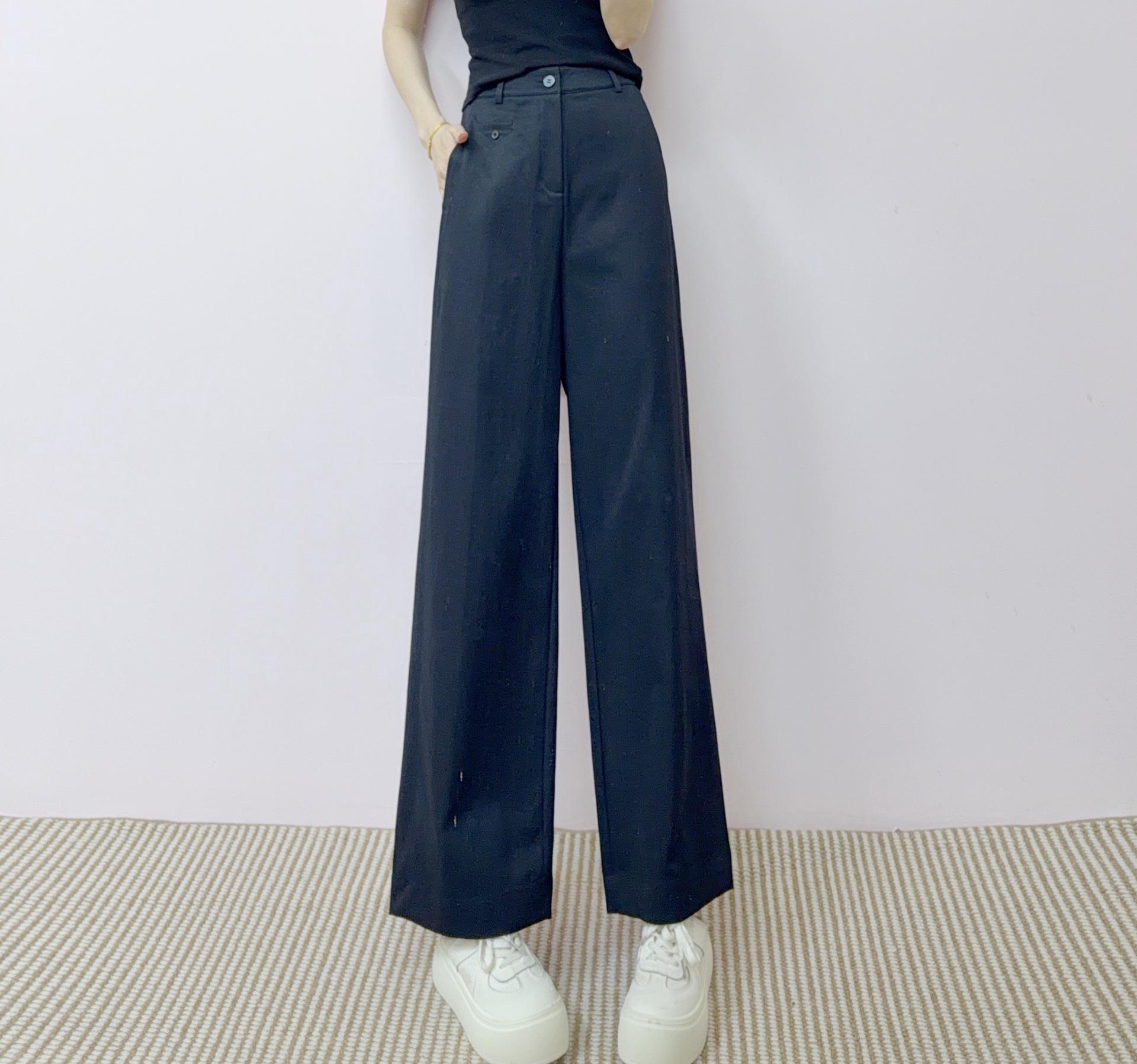 2026 Spring/Summer High-Waisted Soft Versatile Korean Style Wide Leg Pants темно-синий