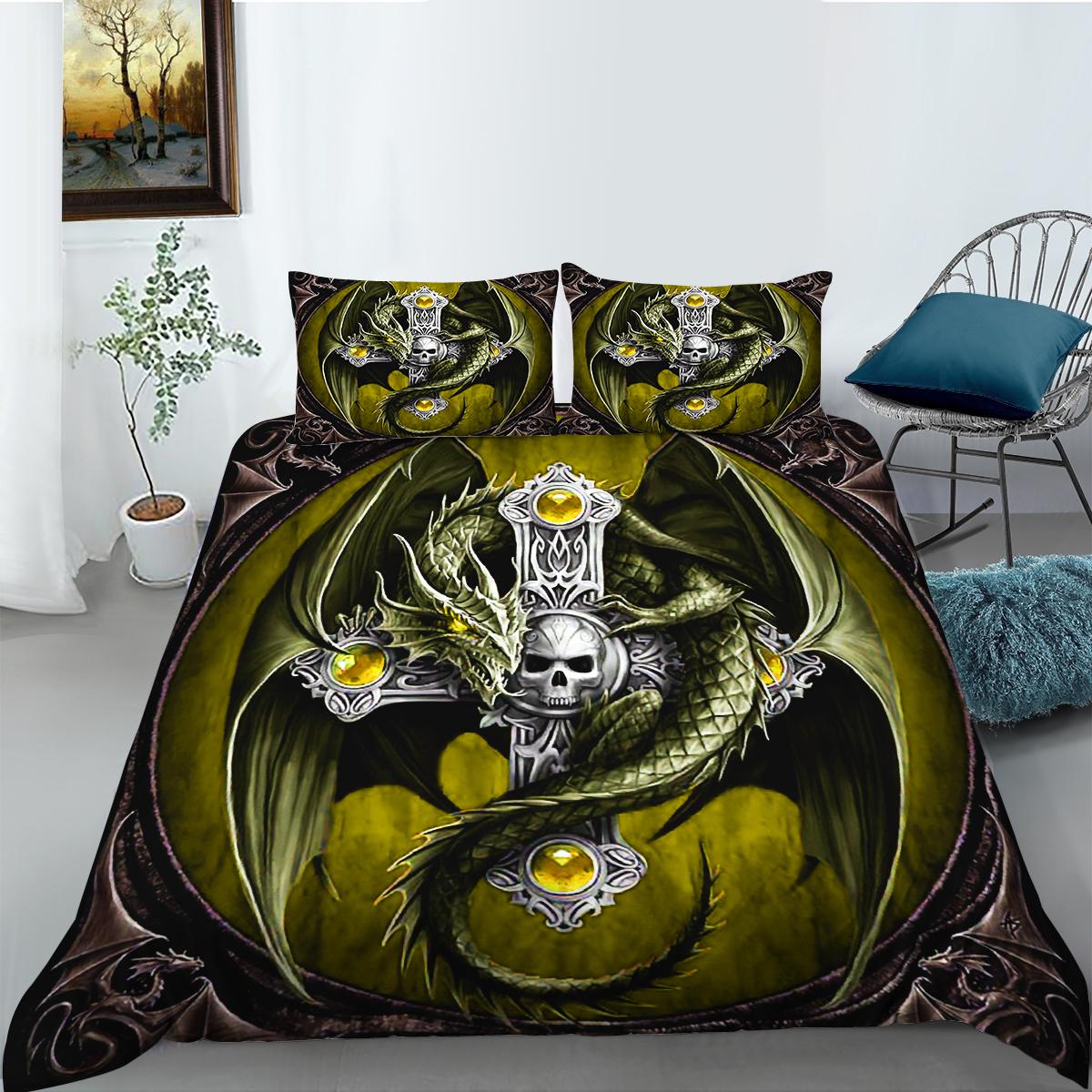

3D Gothic Crown Skull Bedding Set Christmas Theme Print Bedding Duvet Cover Pillowcase AU/EU/US Full Size Single/Double Bed Baby 100x135cm