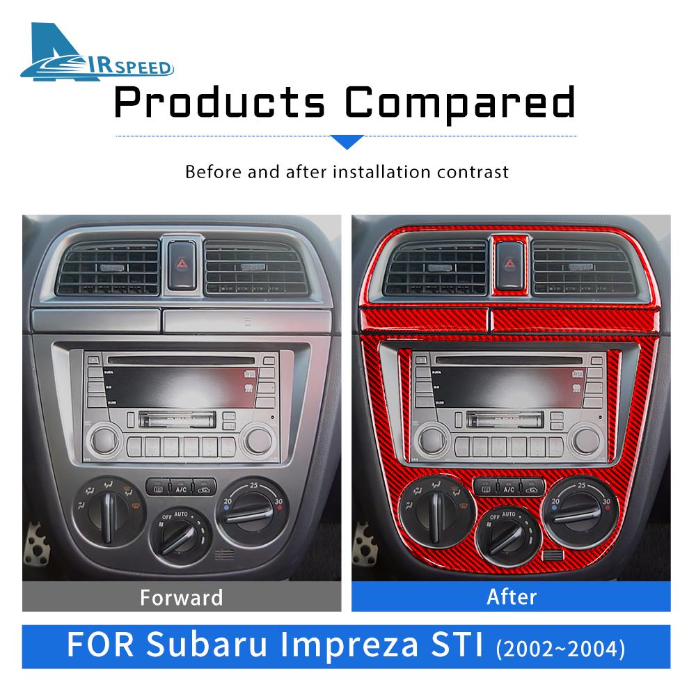 Autocollant de Couverture en Fibre de Carbone pour Subaru Impreza STI 2002 2003 2004 Garniture de Panneau Multimédia de Console Centrale