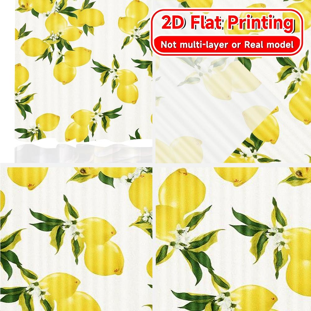 Set Of 2 Flat Printing Curtains Without Rod Lemon Pattern Popular Drapes Festival Versatile Polyester Fabric Curtain