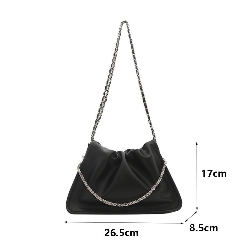 Pure Color Faux Leather Shoulder Bag Women's Summer New Style Underarm Chain Crossbody Bag Soft Square Shape Polyester Lining KTB
