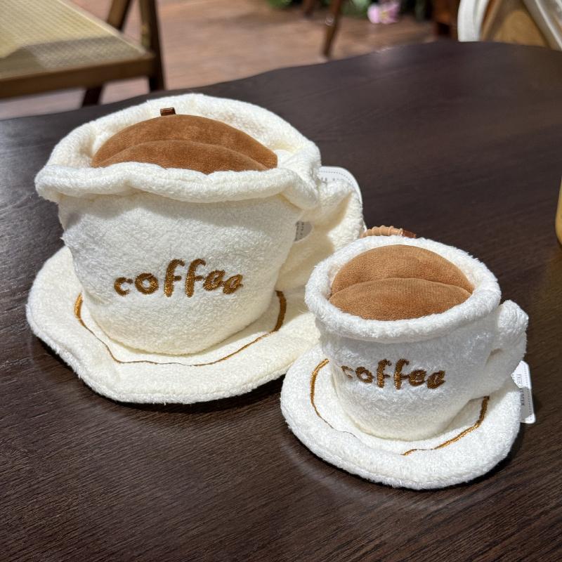 '12/20Cm Cute Food Cake Bag Charm Keychain Coffee Cheese Sandwiches Plush Dolls Toys Keyring Backpack Accessories Xmas Gifts