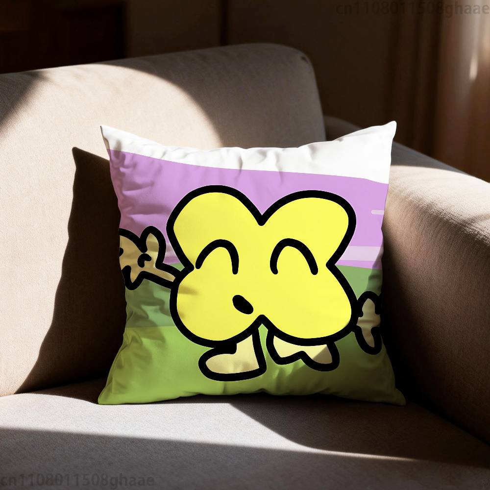 Funny Anime BFDI Pillow Case Antidustmite Pillowcase Invisible Zipper Silky Short Plush Sofa Cushion Cover