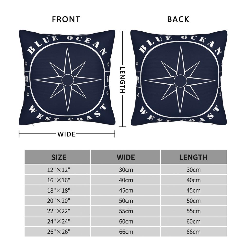 Nordic Dark Blue Nautical Collection Pillow Case Print Pillow Cover Funny Cushion Cover For Sofa Car Home Decor