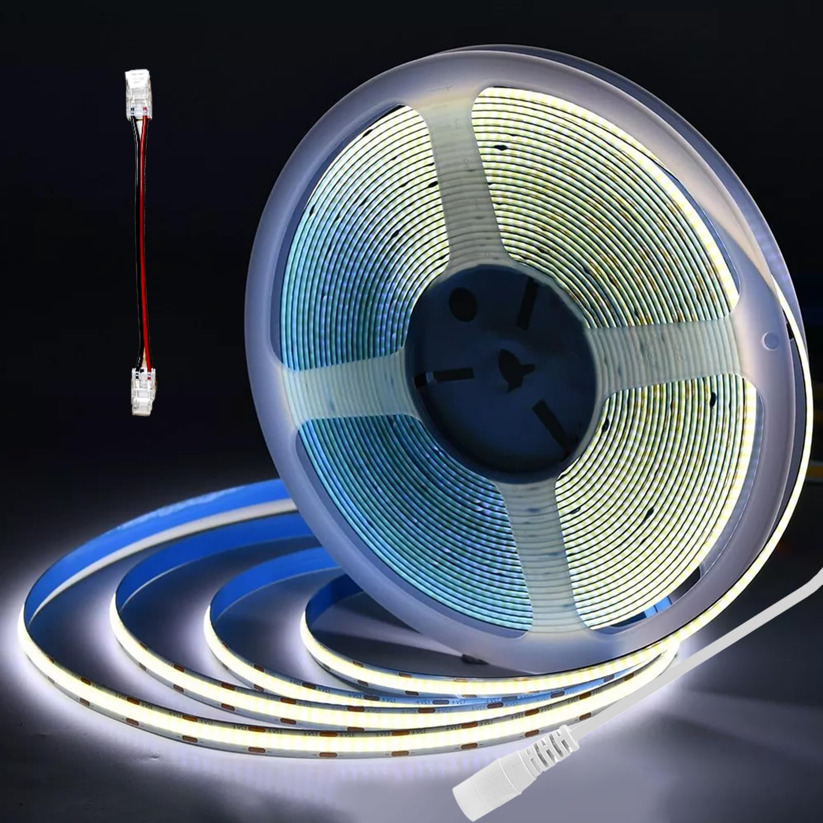 

Cmswiftify COB LED Strip Light, High-Density 320 LEDsm, High Brightness, 10m, 24V, Medical Standard Design, 6500K Daylight White, 8mm Width,