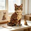 Gatto Tigrato a Strisce Blocchi da Costruzione Animali, Modello Animale Domestico, Modello da Esposizione Blocchi da Costruzione da Collezione
