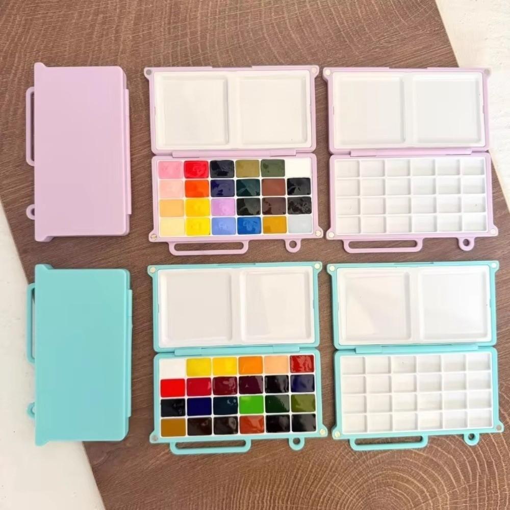 Magnetic Watercolor Paint Box 24 Grid Plastic Pigment Box Empty Paint Palette  Outdoor Sketching
