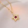Colorful Zircon Pentagonal Star Pendant Necklaces for Women Girls Stainless Steel Trendy Vintage Star Jewelry Accessories Gifts