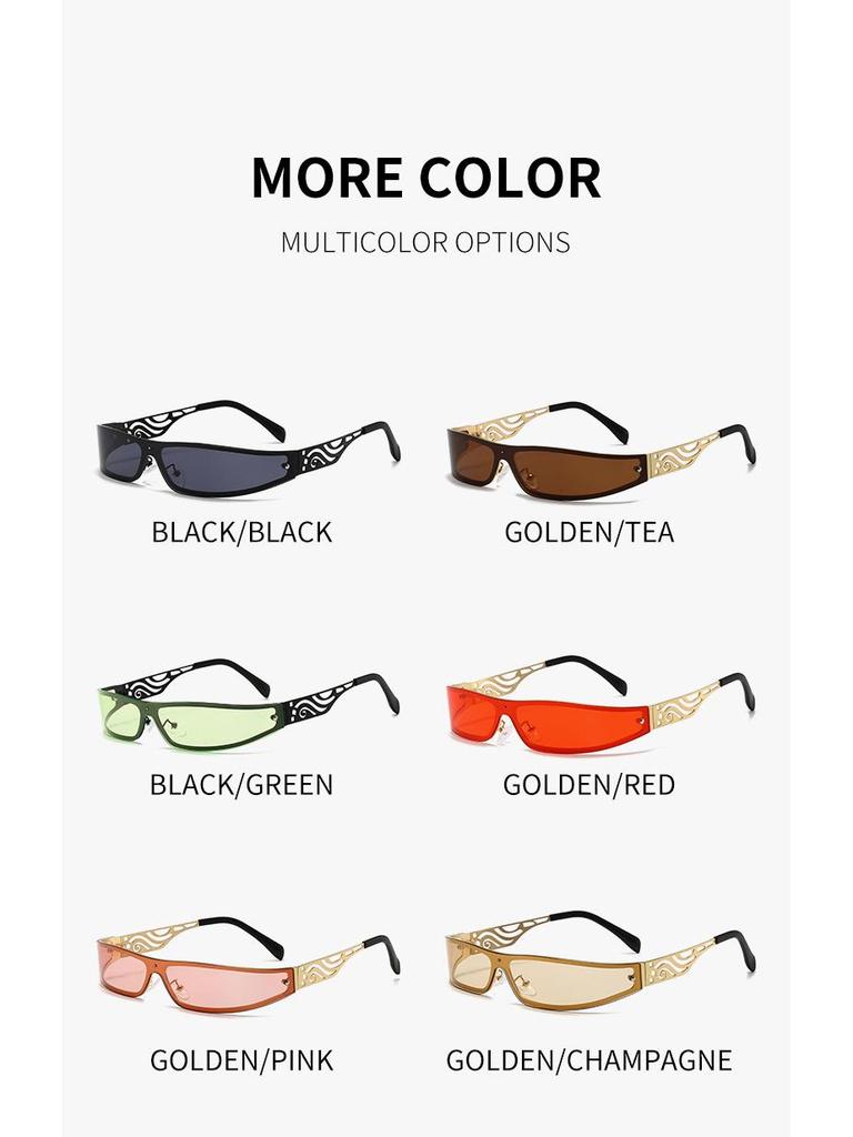 Y2K Punk One-Piece Sunglasses for Men & Women - Trendy European & American Style with Hollow Carved Temples