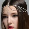 Cross-Border Hot Sale Fashion Elegant Rhinestone Hair Chain Vintage Water Drop Forehead Lace European and American Accessories