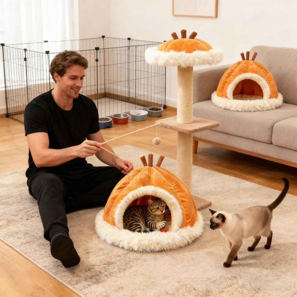 Indoor Cat House Plush Cold Weather Winter Pet House Cat Dog Tent For Napping Resting Playing Small Medium Large Breeds Living