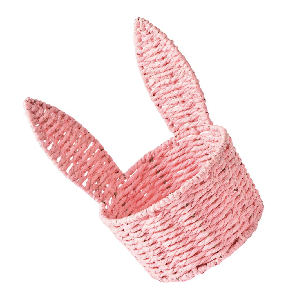 Decorative Rabbit Ears Paper Cord Flower Holder Easter Storage Basket Woven Container For Home Organization