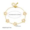 Gold White Flower Charm Bracelet, Dainty Five-Petal Flower Link Bracelet, Elegant Adjustable Jewelry for Women Daily Wear Gift