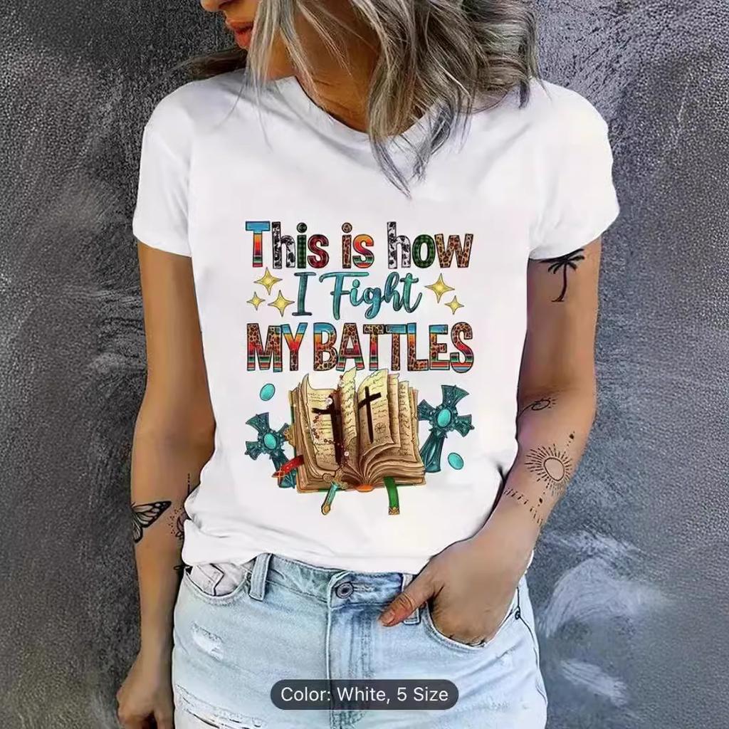 Summer Round Neck Printed Top Fashionable Casual Cute Short Sleeved Women's Pure Cotton T-shirts