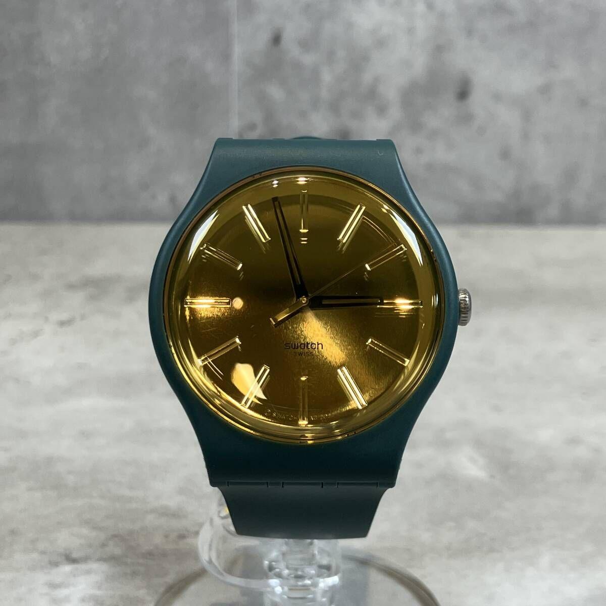 Used Swatch Watch Gold in Green Quartz Swatch