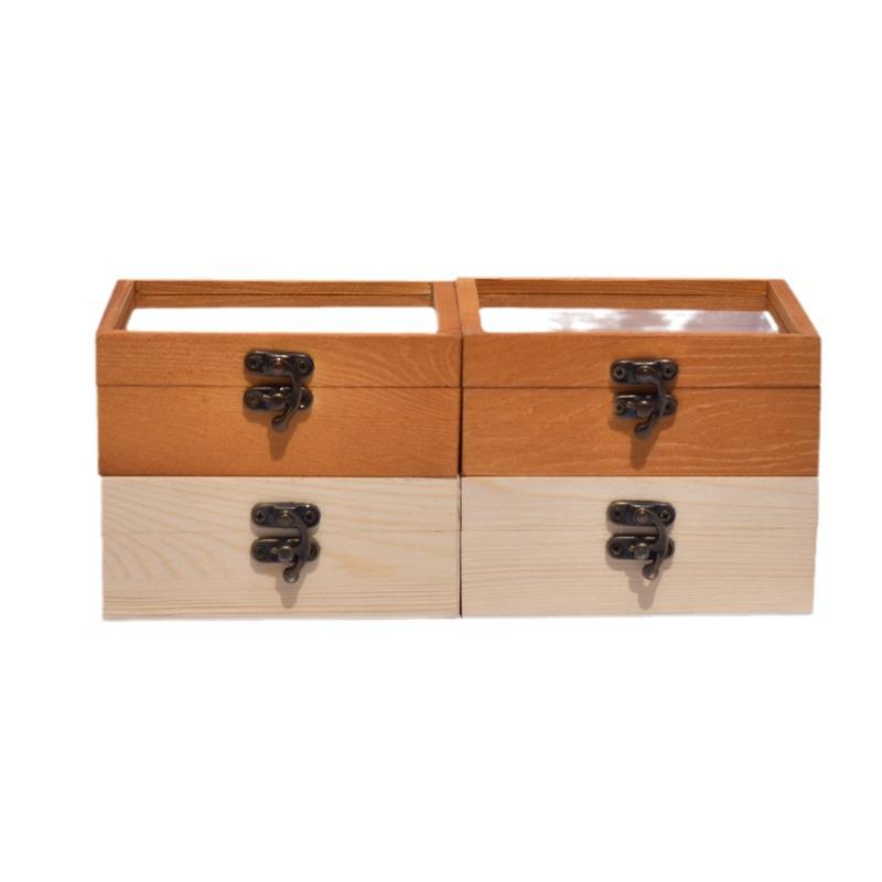 In-Stock Wooden Box with Glass Lid: Transparent Insect Display, Mining Ore, & Children's Gift Box