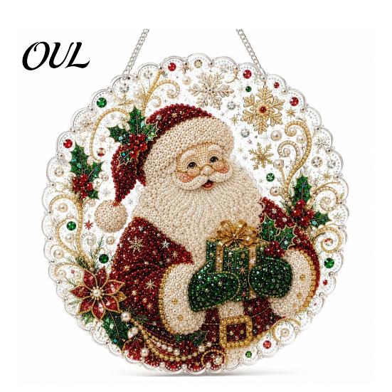 Acryl-Ornamente für Zuhause Weihnachtsbaum Hängender Schmuck, Kunst mit Kunstperlen DIY Malerei Feier Partyzubehör Sonnenfänger, 20cm Leuchtend