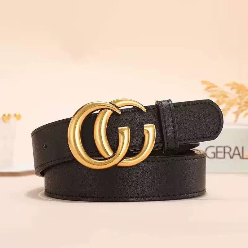 Dámský kožený pásek s přezkou Double G - Ležérní tenký pásek v pase k šatům