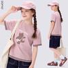 Duomiaowu Girls' Summer Faux Two-Piece Short Sleeve T-Shirt