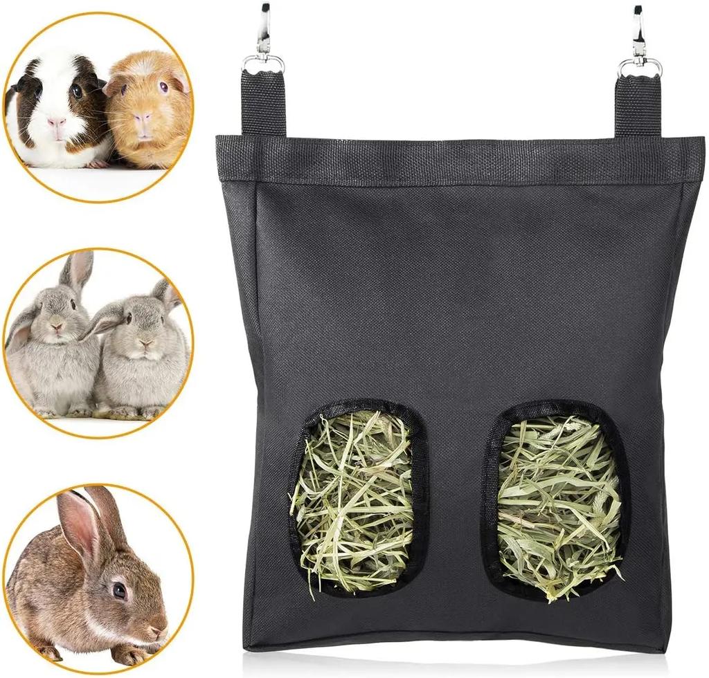 Hay Feeder Bag Hanging Pouch Feeder Holder Feeding Dispenser Container for Rabbit Guinea Pig Small Animals Pet Cage Accessories