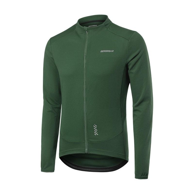 Mens Long Sleeve Cycling Jersey Quick Dry Breathable Full Zip Stand Collar Road Bike