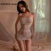 Manyan Sexy Lace See-Through Lingerie Mesh Tube Top Secretary Suit 9140