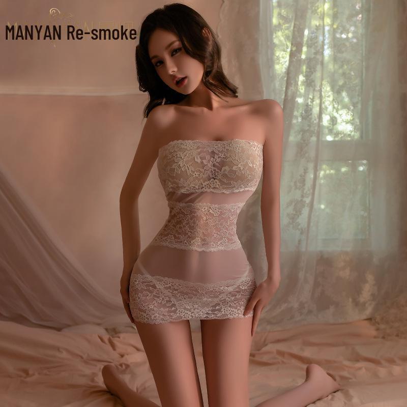 Manyan Sexy Lace See-Through Lingerie Mesh Tube Top Secretary Suit 9140