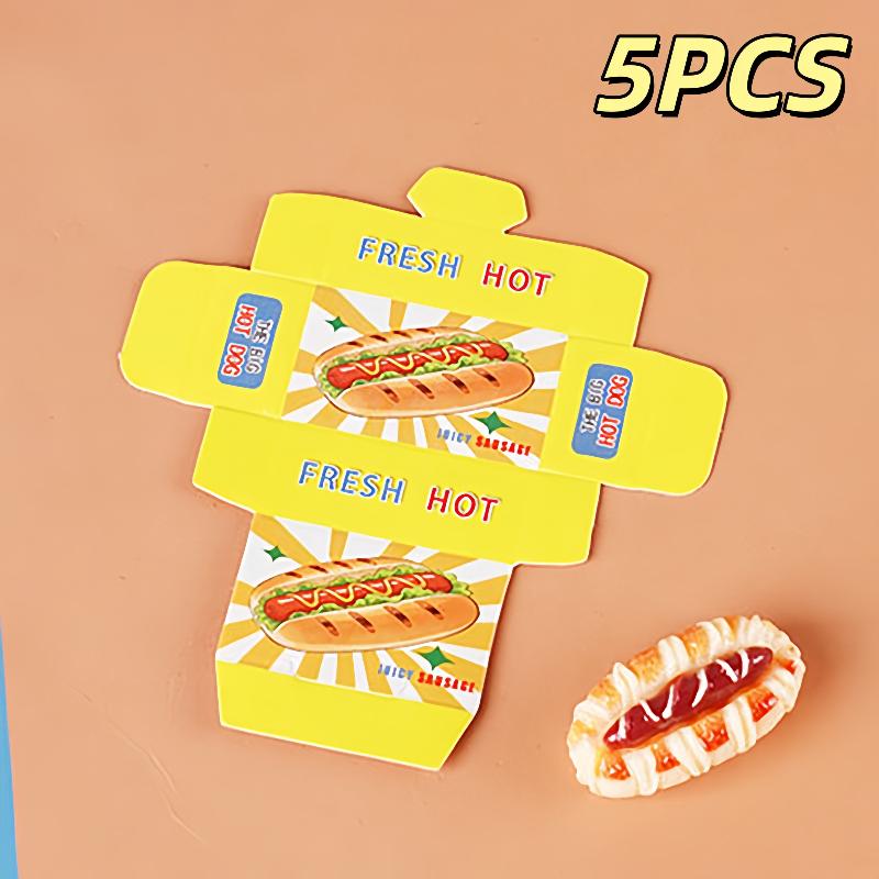 

5 Sets Miniature Fast Food Packaging Boxes 1:12 Scale Dollhouse Hot Dog Bread Cookie Boxes For Doll House Kitchen Scene Decor A1